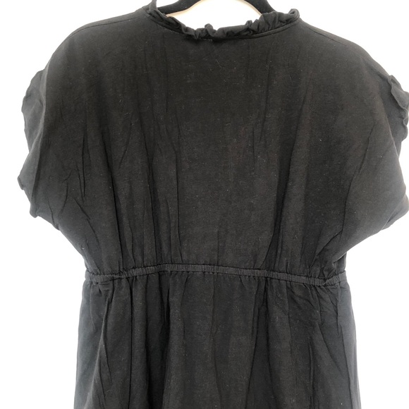 Ella Moss black V-neck cap sleeve t-shirt ruffle L - Picture 4 of 5